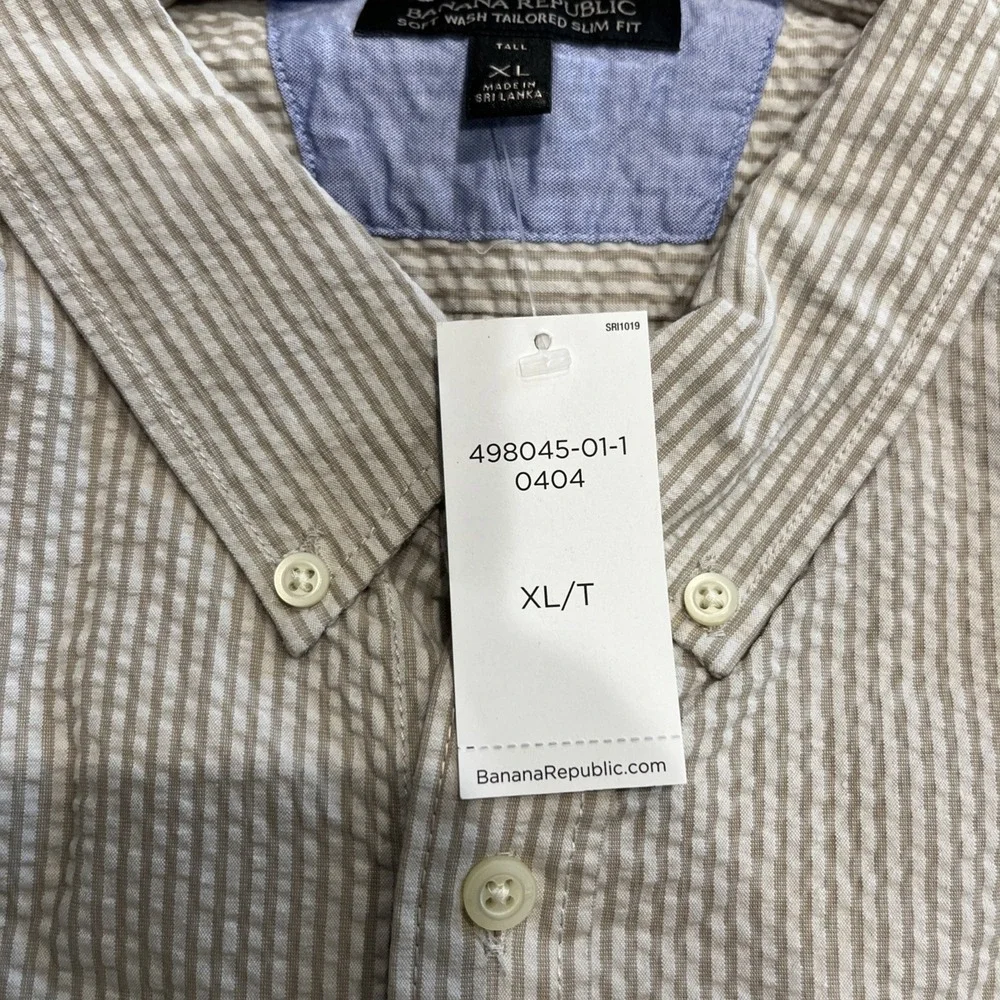 Banana Republic men's soft wash tailored slim fit texture shirt NWT XLT